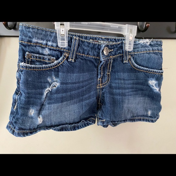 Women’s-Jr. BKE Stella Distressed Blue Jean Shorts - Picture 2 of 12